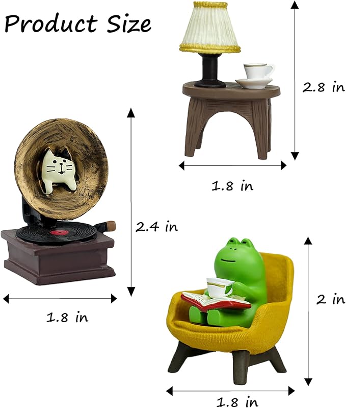 Cute Mini Frog Figurine with Small Sofa Resin Frog Figure for Office Home Decor - Cute Frog Gift for Frog Lovers