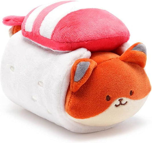 Anirollz Stuffed Animal Plush Toy - Official Roll Blanket Outfitz Doll |Soft, Squishy, Warm, Cute, Comfort, Safe| Shrimp Sushi Pillow with Fox - Birthday Decorations Gift 6" Foxiroll