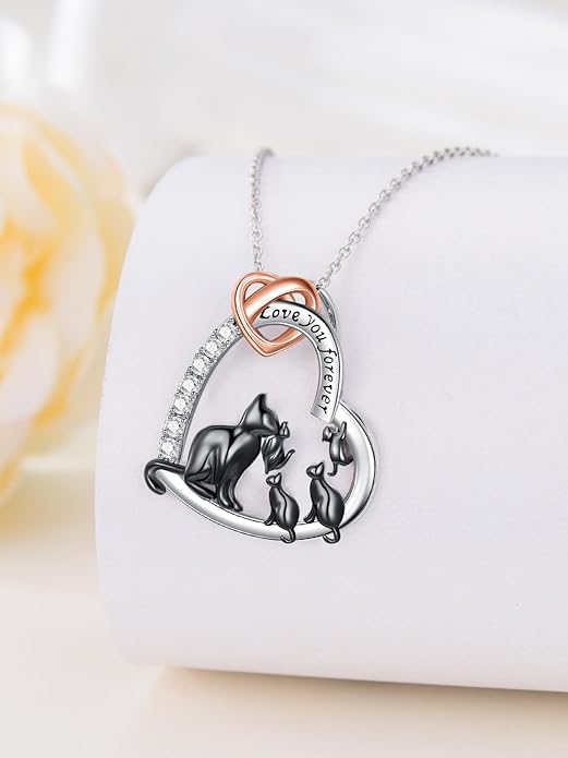 Mothers Day Gift for Mom 925 Sterling Silver Mama Bear/Dinosaur/Cat/Bird/Chicken Necklace with 1 2 3 4 5 Cubs Jewelry for Women Wife Grandma