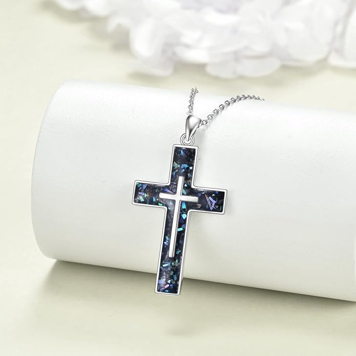 YFN Cross Necklace Sterling Silver Religious Cross Pendant Jewelry Christian Gifts for Women Men