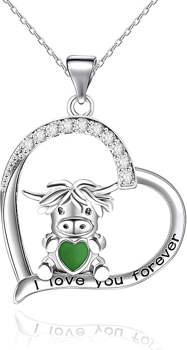 Penguin/Elephant/Frog Mushroom/Cat/Fox/Highland Cow/Axolotl/Yorkie Necklace Jewelry for Women Birthday Christmas Gifts