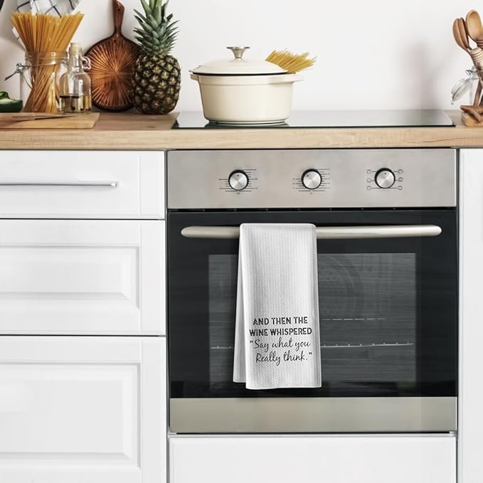 Funny Joke Kitchen Towels,Say What You Really Think Bar Towel,16x24 Inch Tea Rags for Barroom DéCor,Hilarious Absorbent Microfiber Dishcloth,Gift for Hostess Mom New Home Women Housewarming