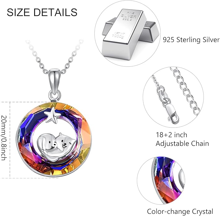 Dreamboat Sterling Silver Cat Necklace for Women Crystal Necklace Cute Animal Necklace Kitten Necklace Cat Pendant Friendship Cat Jewelry Gifts