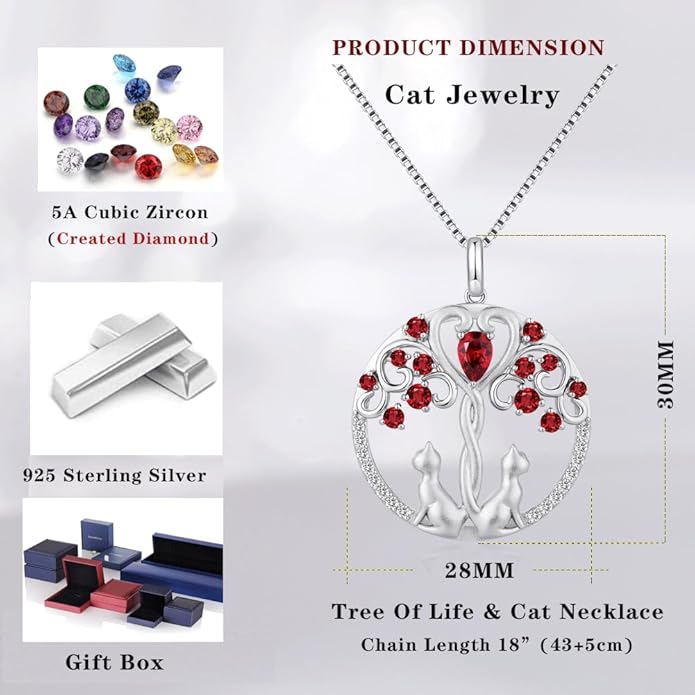 jiamiaoi 18K White Gold Plated Cat Necklace 925 Sterling Silver Diamond Cat Necklace Silver Cat On Moon Necklace for Women Gift for Birthday/Christmas, Come with Gift Box