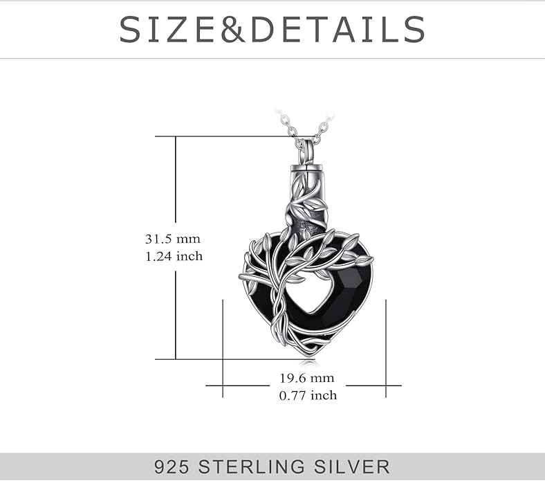 TIGER RIDER Urn Necklace for Ashes for Women 925 Sterling Silver Cremation Jewelry for Ashes