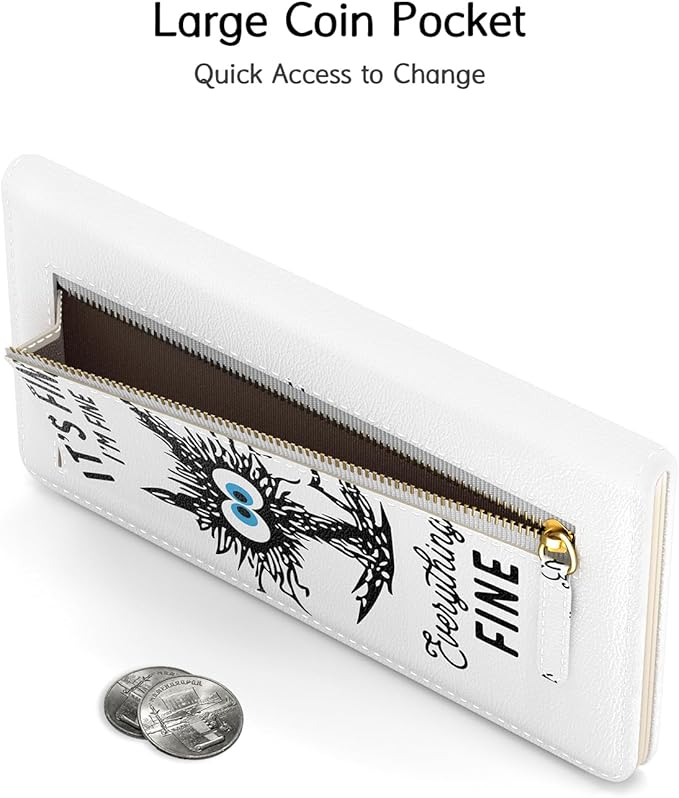 Nipichsha Womens Wallet, RFID Slim Wallets for Women, Thin Ladies Credit Card Holder Purse, Cute Leather Bifold Clutch Billfold with 11 Card Slots & ID Window, Fine Cat