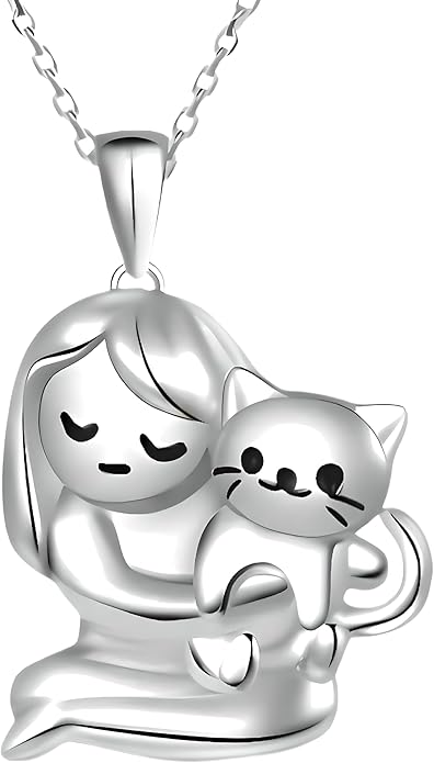 Cute Heart Necklace, With Black Cat - Charming Cat Heart in Rose Gold - Stylish Gift for Women & Party Accessory