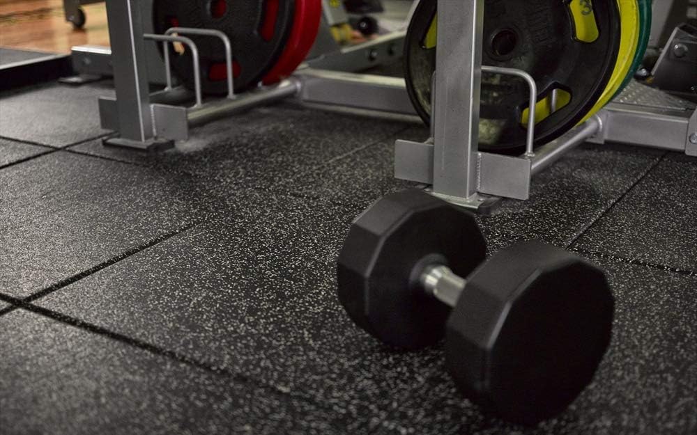 American Floor Mats - Extreme Rubber Gym Tiles - 1 Inch Thick Gym Tiles - 48" Long x 8" Wide Beveled Edge Ramp - Solid Black