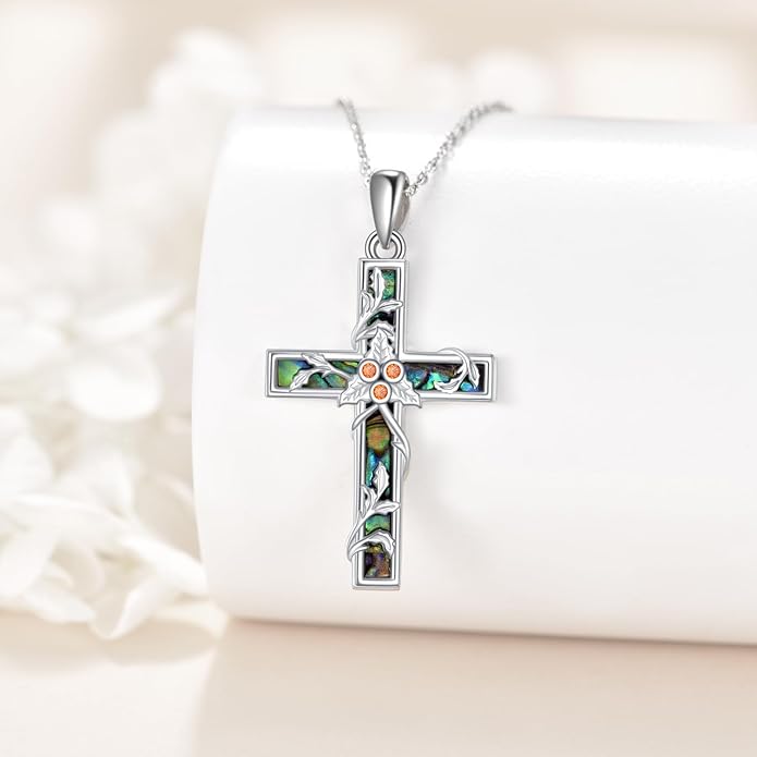 YFN Cross Necklace Sterling Silver Religious Cross Pendant Jewelry Christian Gifts for Women Men