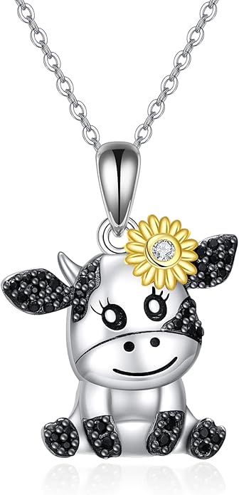 Cow/Dinosaur/Giraffe/Fox/Monkey/Frog/Lion Pendant Necklaces for Girls 925 Sterling Silver Cute Animal Necklace Gift for Women Birthday Gift for Daughter/Niece/Granddaughter