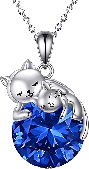 Cat Necklace Sterling Silver Cat Pendnat with Rose Quartz Pearl Jewelry Gifts for Women Cat Lovers