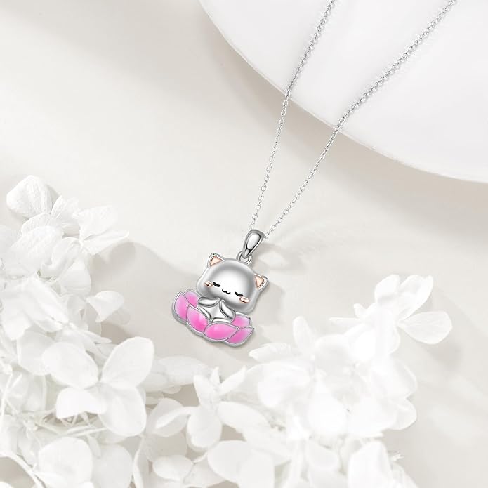 POPLYKE Spider/Butterfly/Fox/Killer Whale/Pande/Shark/Cat/Owl/Mermaid/Dragonfly Necklace 925 Sterling Sliver Animal Necklace Pendant Jewelry Gifts for Women