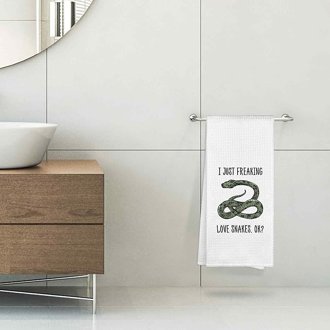 I Just Freaking Love Snakes Kitchen Towels Decorative Gifts for Snake Lovers 16x24, Snake Dish Towel Cloths Dishcloths Tea Towel, Snake Bathroom Kitchen Hand Towel Decor