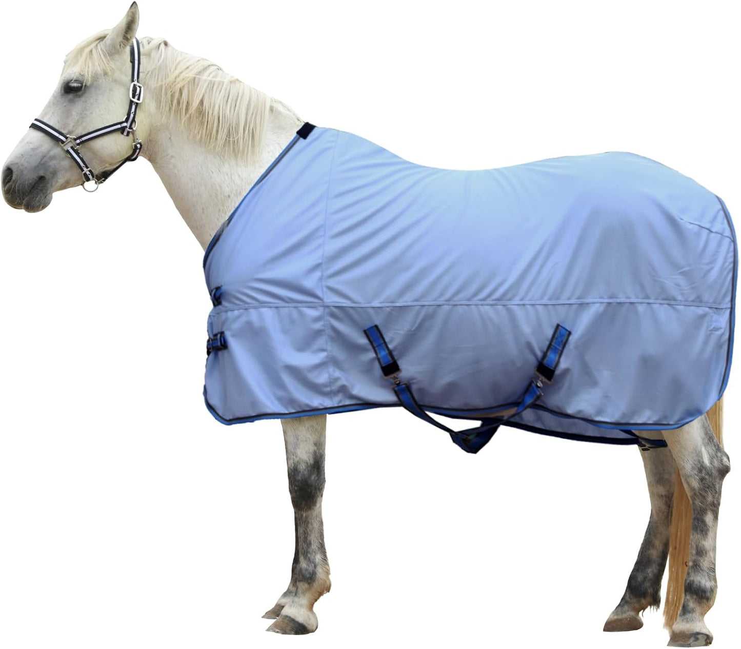 Horse Fly Sheet, Standard Neck Comfy Mesh Fly Sheet for Horses, Equine Summer Sheets UV-Protective Lightblue 69
