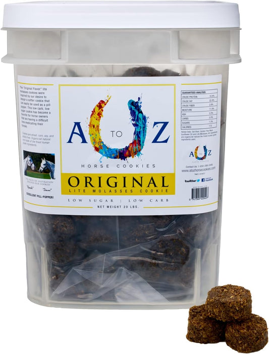 Horse Treats, Original Flavor, A Softer Cookie/Pill Popper Made w/Lite Molasses, Low Carb/Sugar, Wheat, Corn, Soy & Alfalfa Free. All Natural Ingredients, 20 lb