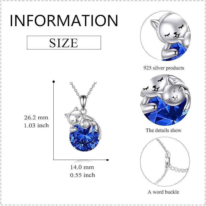 Cat Necklace Sterling Silver Cat Pendnat with Rose Quartz Pearl Jewelry Gifts for Women Cat Lovers