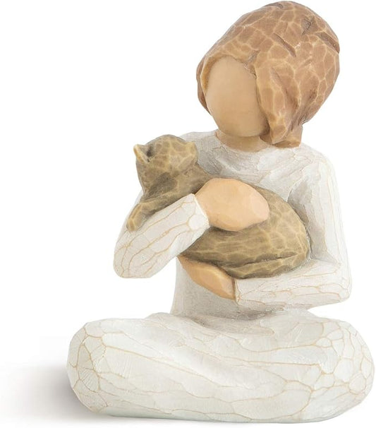 Willow Tree Kindness (Girl), Above All, Kindness, Expresses Relationship with A Much-Loved Pet, A Gift to Celebrate an Adoption, for Animal Lovers and Cat Owners, Sculpted Hand-Painted Figure