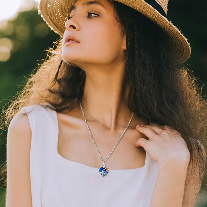 EUDORA Sterling Silver Urn Necklace for Ashes for Women Men, Ash Pendant for Human Cat Dog Ashes, Necklace for Ashes of Loved One Dad Mom Papa Pet Cremation Souvenir Jewelry for Funeral, 20inch