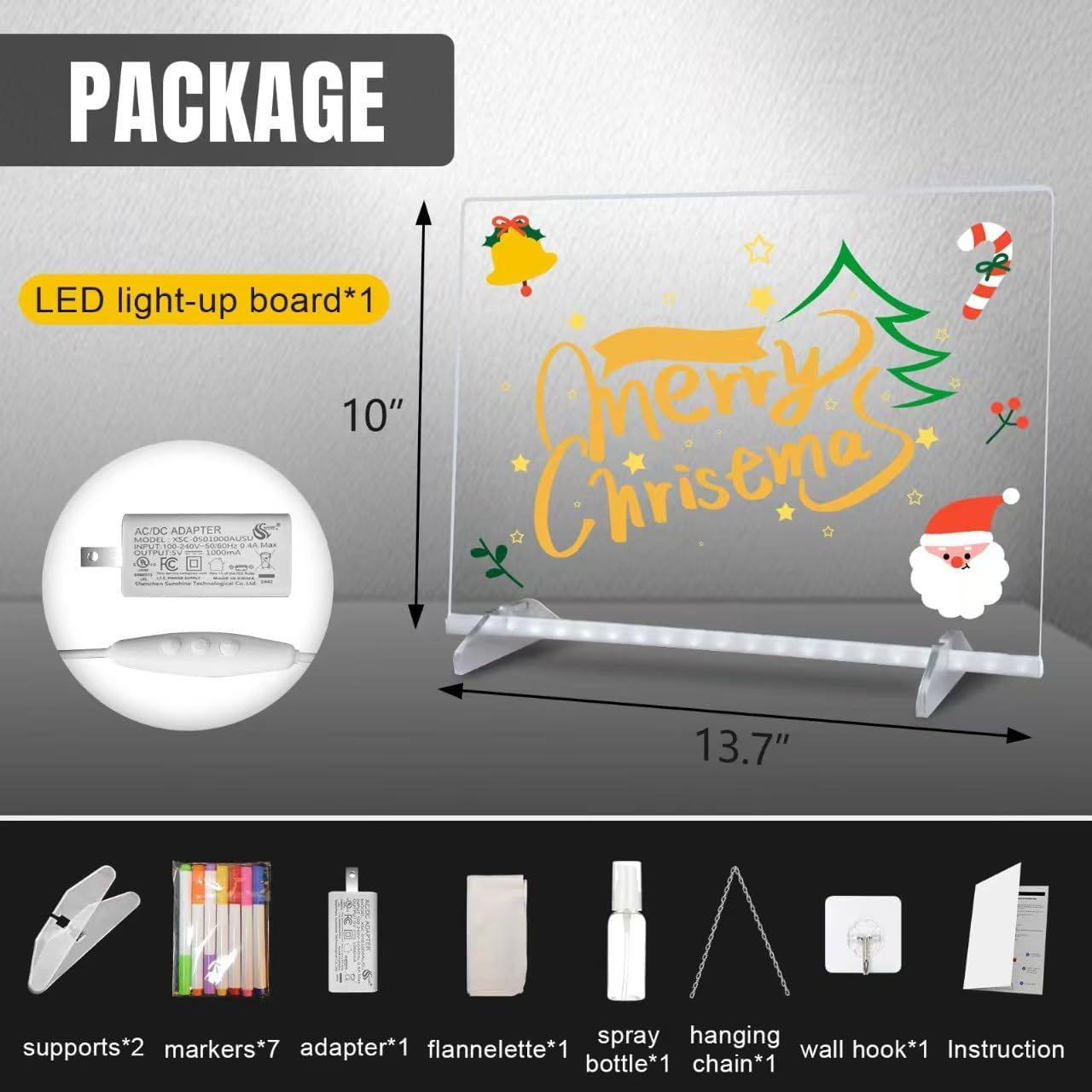 LED Note Board with Highlighters 2 Sets,Doodle Glow Drawing Board,13.7"X10" 6 Modes & 8 Colors, Led Drawing Board for Kids,Gift for Kids Ages 3+,Led Writing Board for Home/Office/Decor