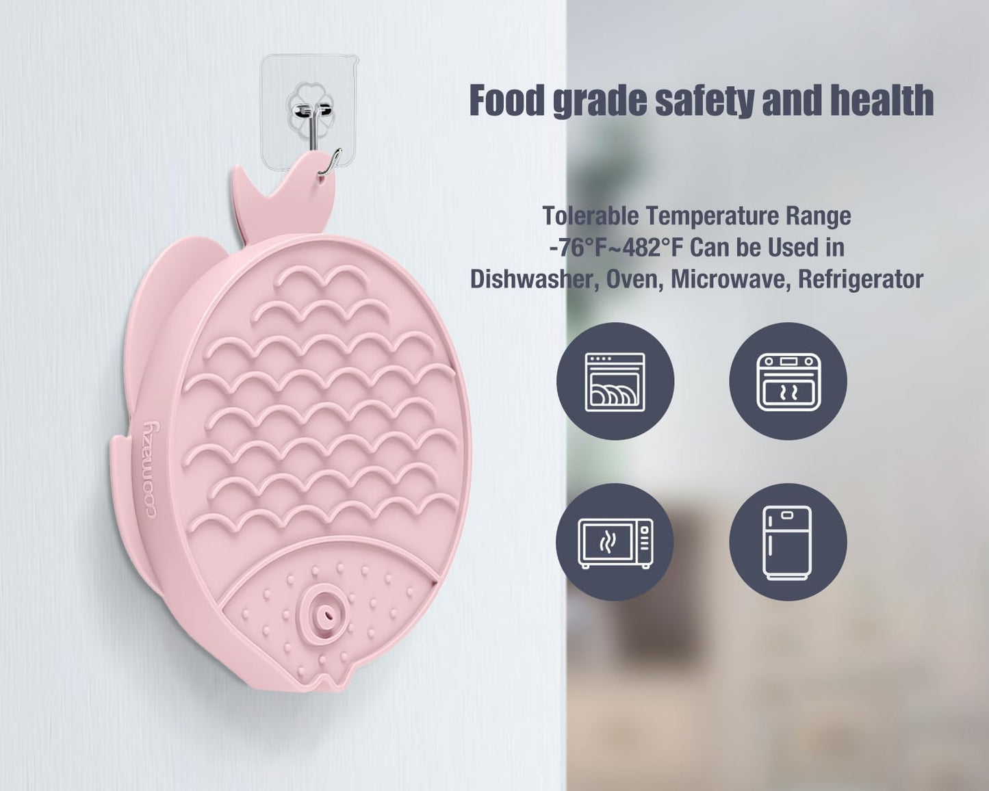 Coomazy 2-in-1 Silicone Slow Feeder Dog Cat Bowls, Lick Mat Interactive Puzzle Toy for Pets Dry/Wet Food Training, Keeps Dogs Cats Busy, Prevents Puppy Kitty Overeating (Pink, 1.2 Cup)