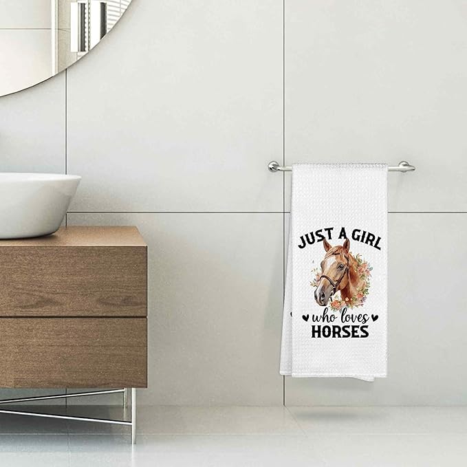Just a Girl Who Loves Horses Kitchen Towels Decorative Gifts for Horse Lovers Women 16x24, Horse Dish Towel Cloths Dishcloths Tea Towel, Horse Bathroom Kitchen Hand Towel Decor