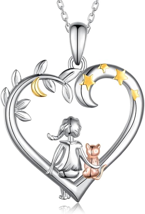 Highland Cow/Unicorn/Turtle/Moon Fairy/Axolotl/Owl/Mermaid/Cat/Cat and Girl/Frog/Wolf Necklace 925 Sterling Silver Animal Necklace Animal Jewelry Gifts for Women