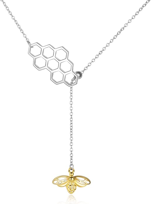 LUHE Bee/Cat/Wolf/Horse Gifts Necklace Sterling Silver Women Y-Necklace Pendant Necklace Jewelry for Teen Girls