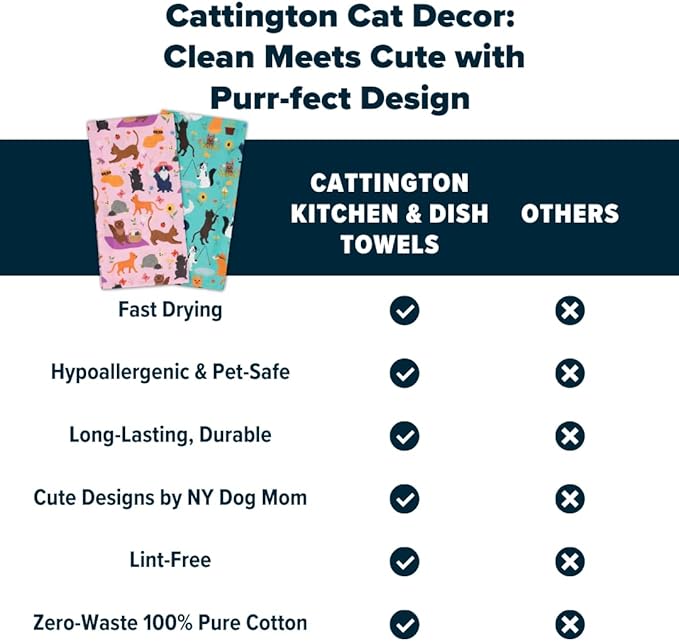 Cattington Cat Kitchen Towels Spring Decor for Home - Dish Towels & Cat Decor for Cat Lovers - Gardening Gifts for Women - Cat Mom Gifts for Gardeners 2-Pack (Whiskers & Bloom)