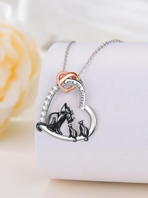 Mothers Day Gift for Mom 925 Sterling Silver Mama Bear/Dinosaur/Cat/Bird/Chicken Necklace with 1 2 3 4 5 Cubs Jewelry for Women Wife Grandma