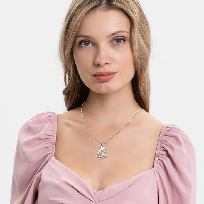Heart Animal Necklace 925 Sterling Silver Cute Animal Pendant Jewelry Birthday Gifts for Women Girlfriend Mom Animal Lovers