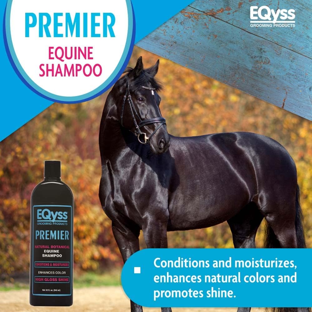 EQyss Premier Equine Horse Shampoo - Conditions and Moisturizes Coat, Enhances Color, Promotes Shine - Safe for All Horses & Pets, pH Balanced, USA Made
