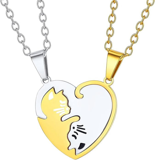 U7 Cat Pendant Necklace for Women Stainless Steel Cute Kitty Cat Jewelry Gift