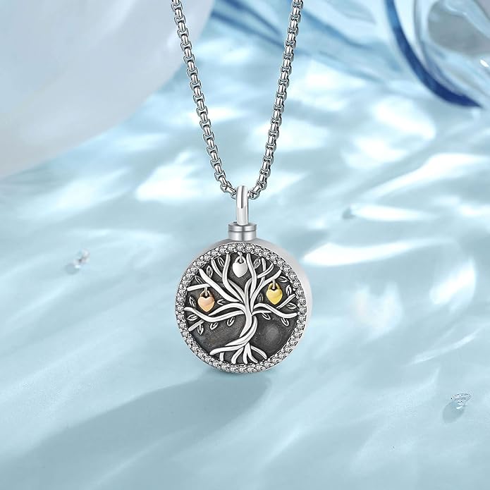 EUDORA Sterling Silver Urn Necklace for Ashes for Women Men, Ash Pendant for Human Cat Dog Ashes, Necklace for Ashes of Loved One Dad Mom Papa Pet Cremation Souvenir Jewelry for Funeral, 20inch