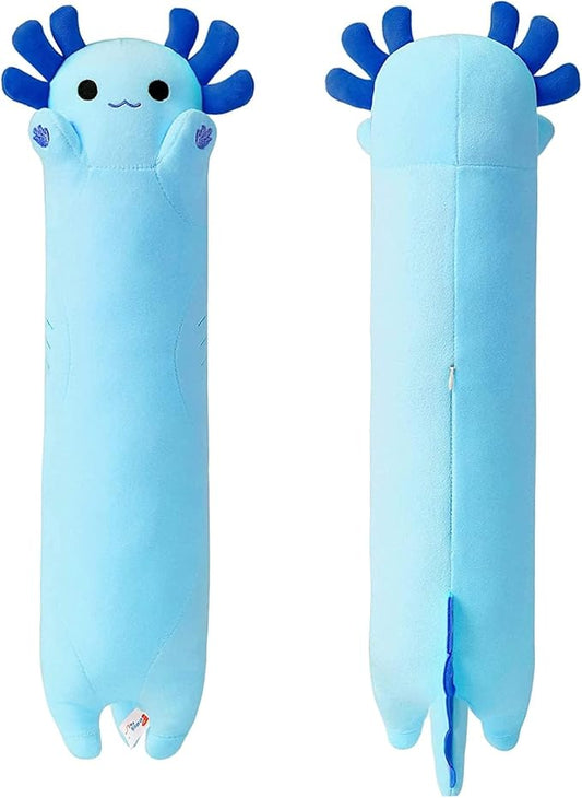 PEACH CAT Blue Long Axolotl Plush Pillow Toy Cute Axolotl Stuffed Animal for Girls and Boys 34"