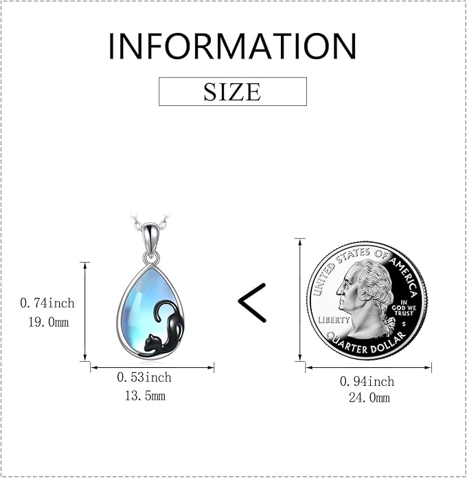 AXELUNA Black Cat Necklace 925 Sterling Silver Kitten Pendant Circle Crystal Necklace Cat Jewelry Gifts for Women Girls Girlfriend Animal Lovers