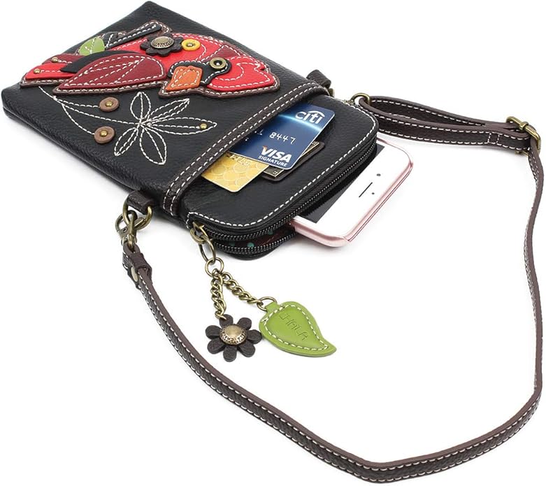 CHALA Cell Phone Crossbody Purse-Women PU Leather/Canvas Multicolor Handbag with Adjustable Strap