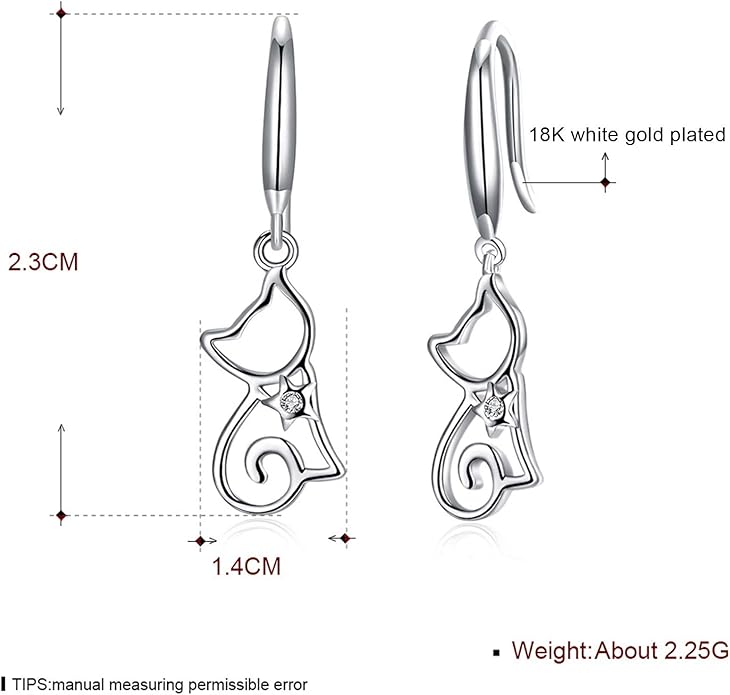 Cute Cat Earrings Stud Pearl Earrings for Women Mouse Cubic Zircon Hypoallergenic Earrings Christmas Birthday Gift