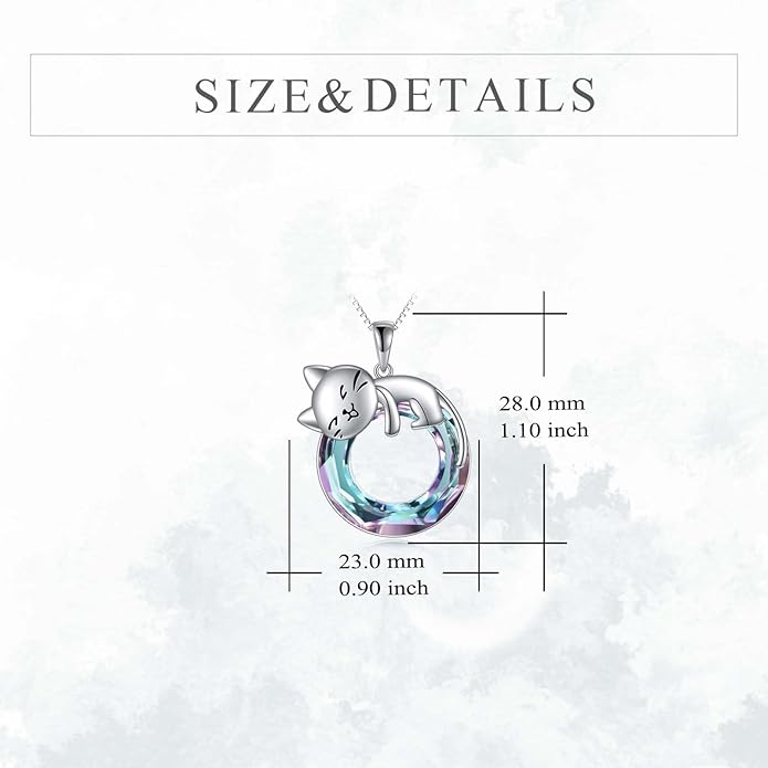 Cat Necklace Sterling Silver Cat Pendnat with Rose Quartz Pearl Jewelry Gifts for Women Cat Lovers