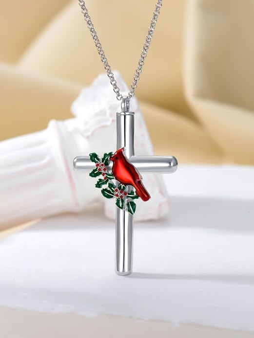 Cross Urn Necklace for Ashes 925 Sterling Silver Cremation Jewelry with Funnel Filler Kit Ashes Necklace for Human Women Girl Pets