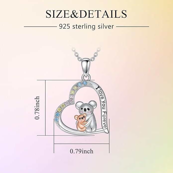 Cat Squirrel Llama Raccoon Tiger Cheetah Elephant Fox Sloth Koala Monkey Horse Dinosaur Axolotl Necklace Animal Pendant Heart Necklace 925 Sterling Silver