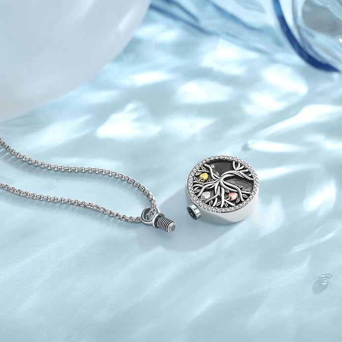 EUDORA Sterling Silver Urn Necklace for Ashes for Women Men, Ash Pendant for Human Cat Dog Ashes, Necklace for Ashes of Loved One Dad Mom Papa Pet Cremation Souvenir Jewelry for Funeral, 20inch