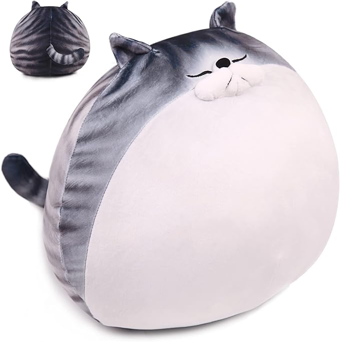 ARELUX 18In High Chubby Cat Plush Pillow, Cute Fat Kitty Cat Stuffed Animal Soft Kitten Adorable Hugging Pillow Anime Plushies,Funny Toy Birthday for Adults Friends