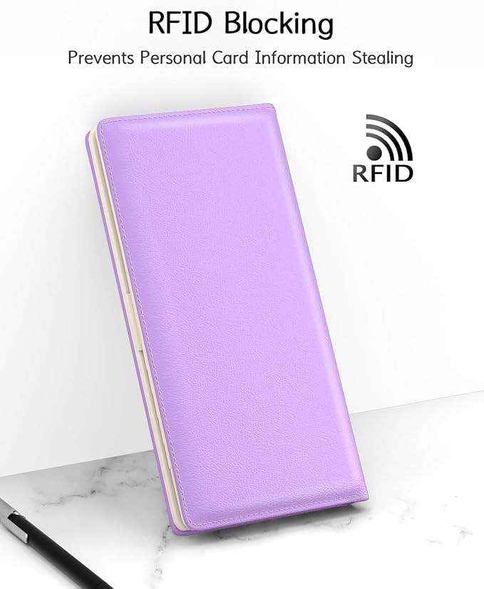 Nipichsha Womens Wallet, RFID Slim Wallets for Women, Thin Ladies Credit Card Holder Purse, Cute Leather Bifold Clutch Billfold with 11 Card Slots & ID Window, Purple