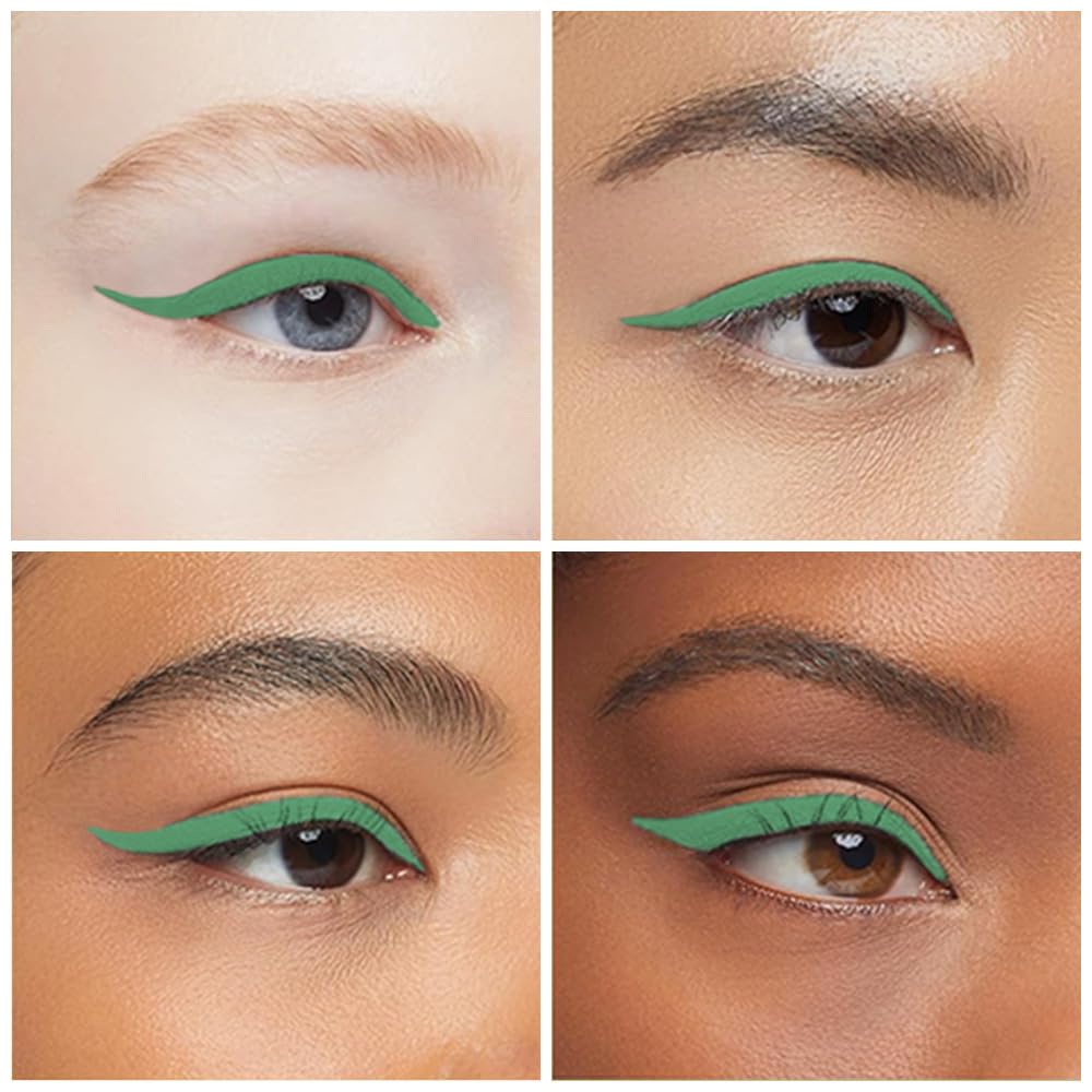 evpct 1Pcs Light Green Gel Eyeliner Pencil Eye Black Face Paint Stick Makeup Set Waterproof Matte Cream Crayon Eyeliner Pencil Set Cat Eye Liners Eyeshadow Guide delineador de ojos contra el agua