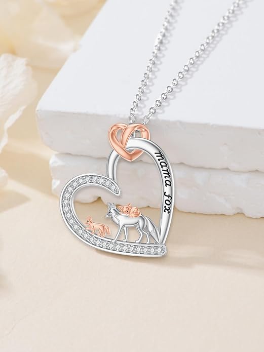 Mothers Day Gift for Mom 925 Sterling Silver Mama Bear/Dinosaur/Cat/Bird/Chicken Necklace with 1 2 3 4 5 Cubs Jewelry for Women Wife Grandma