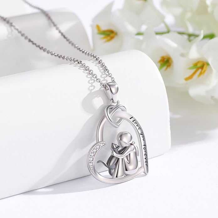 Dog Cat Necklace Pendant 925 Sterling Silver Pet Jewelry Gifts for Women