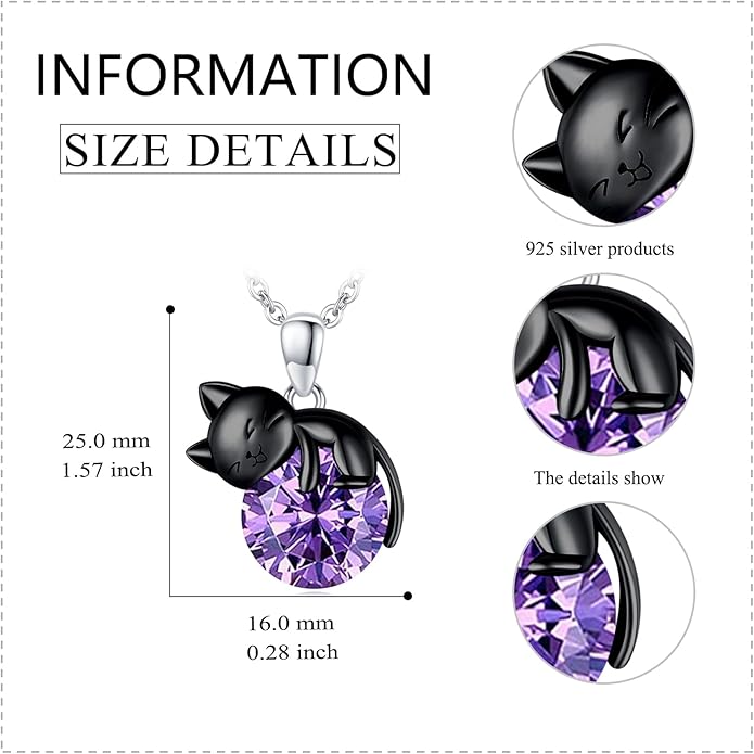 Cat Necklace Sterling Silver Cat Pendnat with Rose Quartz Pearl Jewelry Gifts for Women Cat Lovers