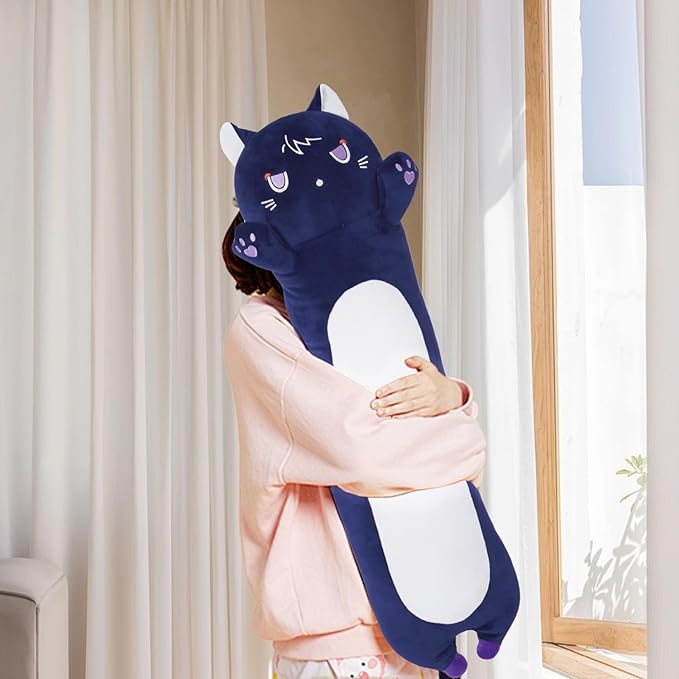 Cat Stuffed Animal Soft Long Plush Cat Pillow Cute Cat Long Stuffed Animals Soft Cat Plushies, Purple Kitten Plush for Kids Girlfriend(50cm/19.6inch)