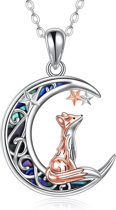Sterling Silver Cute Animal Pendant Necklace Fox/Snake/Unicorn/Owl on Moon/Rabbit/Horse Necklace Jewelry Gifts for Women Mom Sister