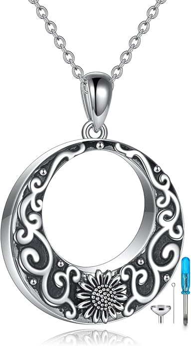 TIGER RIDER Urn Necklace for Ashes for Women 925 Sterling Silver Cremation Jewelry for Ashes